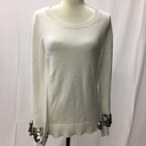 Michael Kors Sweaters - White Michael Kors Sequin-Cuff Sweater
